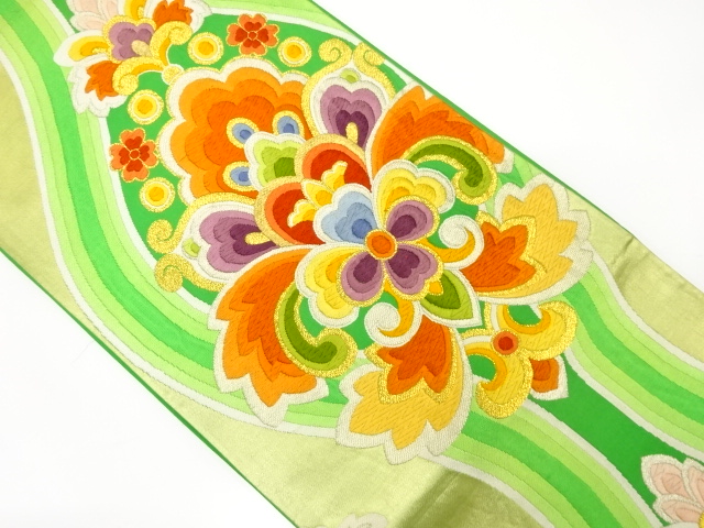 JAPANESE KIMONO / ANTIQUE FUKURO OBI / SILK / WOVEN TATEWAKU PATTERN